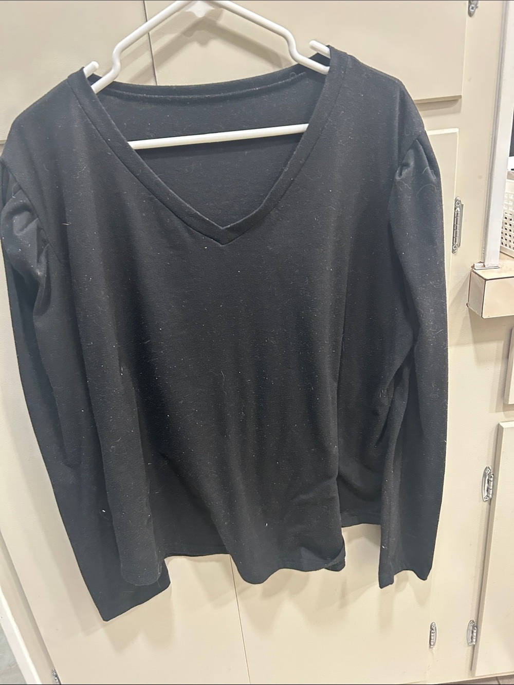 Classic Black V-Neck Long Sleeve Top